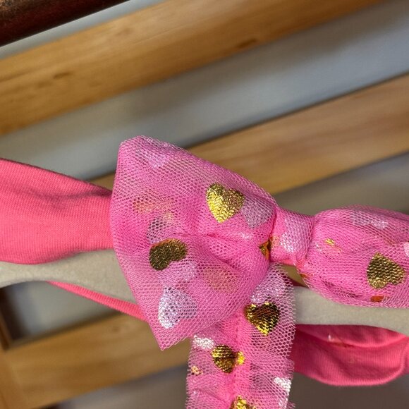 Baby Starters Pink Gold Heart Tulle Dress w/ Bow 6M NWT - Picture 5 of 9